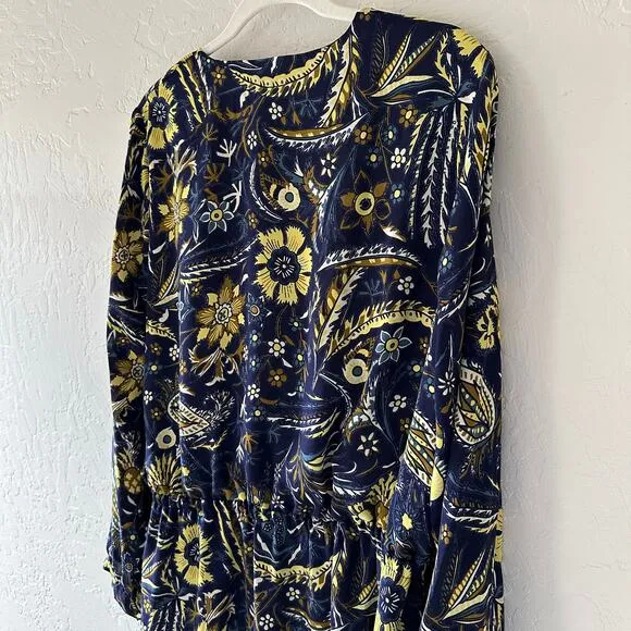 LANDS END | Women’s Floral Paisley Faux Wrap Dress NEW Size 18W Prairiecore Boho