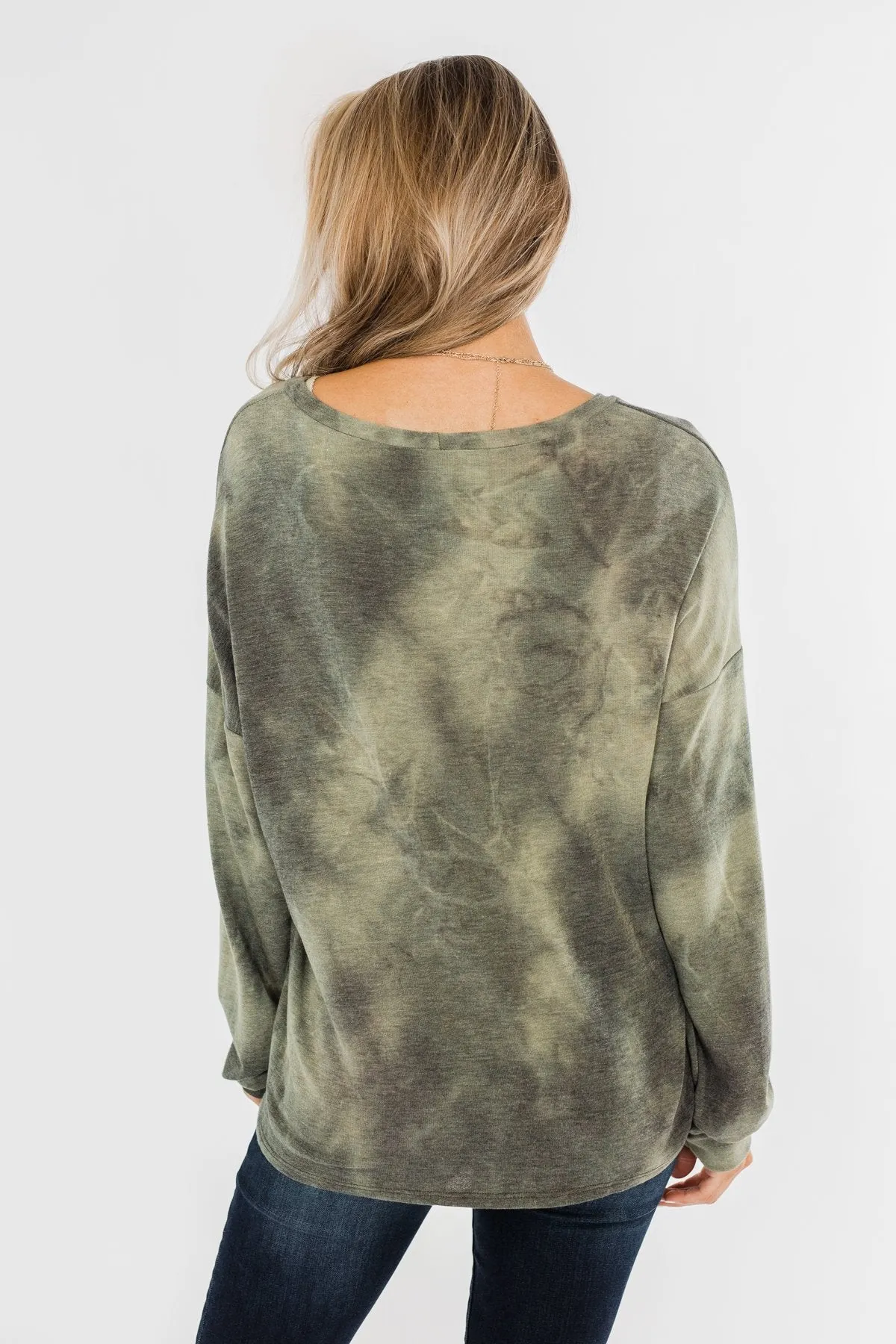 Light Up Your Life Tie Dye Top- Olive