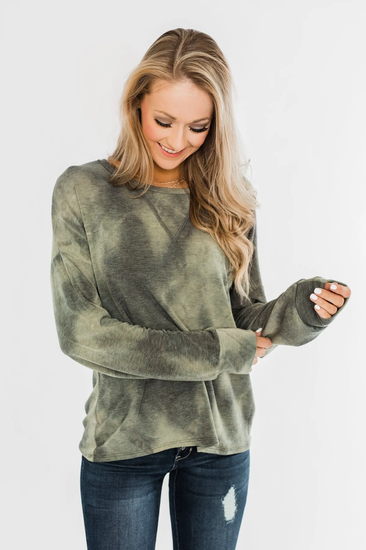 Light Up Your Life Tie Dye Top- Olive