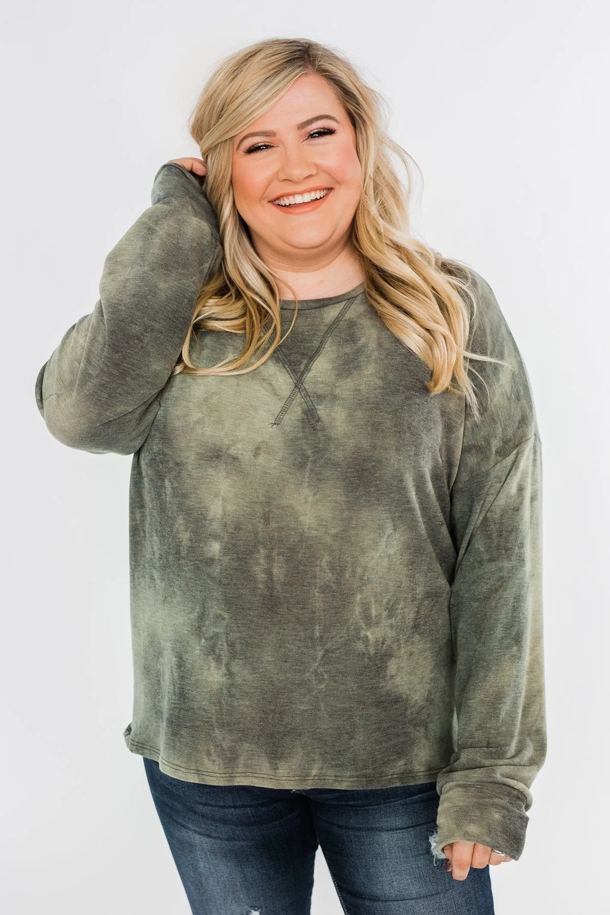Light Up Your Life Tie Dye Top- Olive