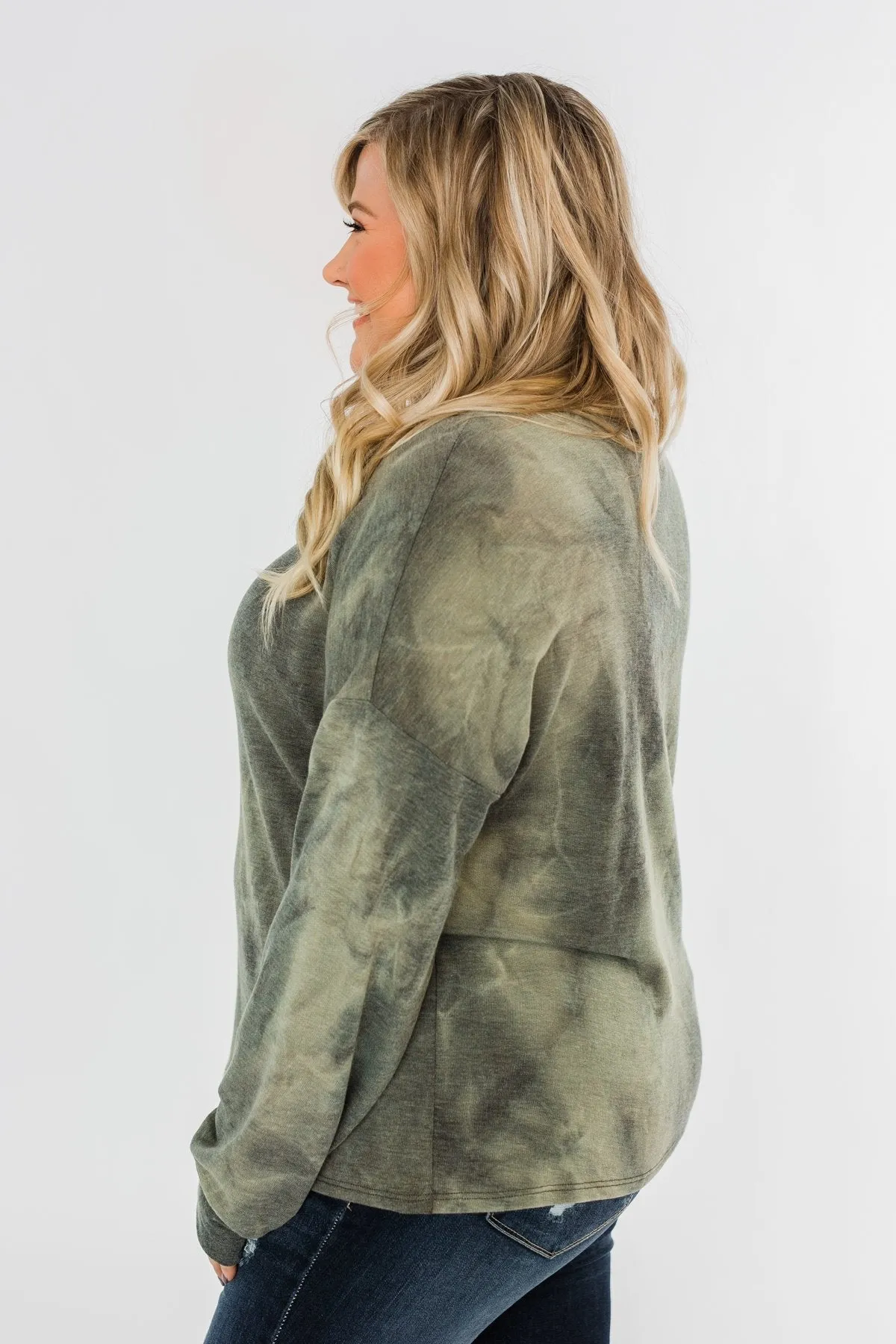 Light Up Your Life Tie Dye Top- Olive