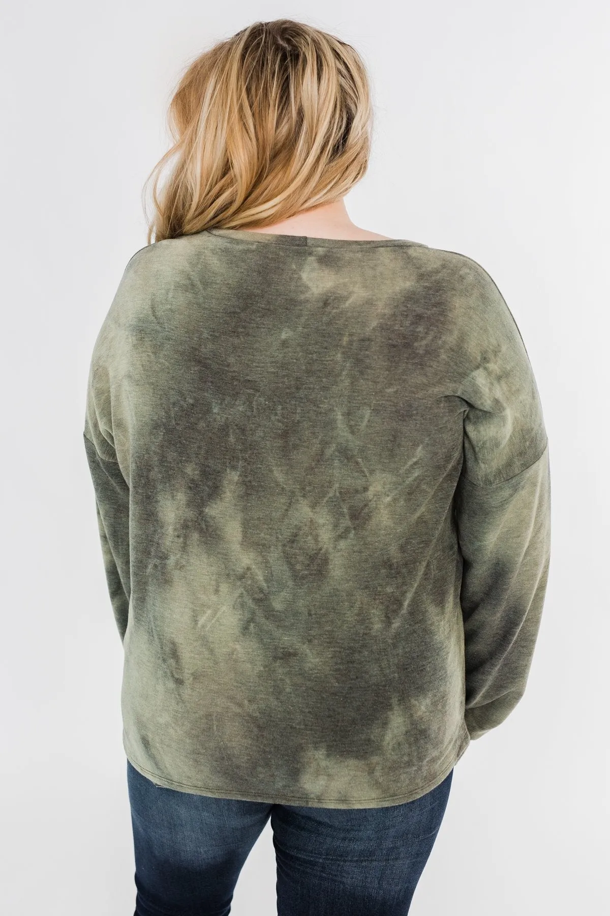 Light Up Your Life Tie Dye Top- Olive