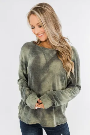 Light Up Your Life Tie Dye Top- Olive