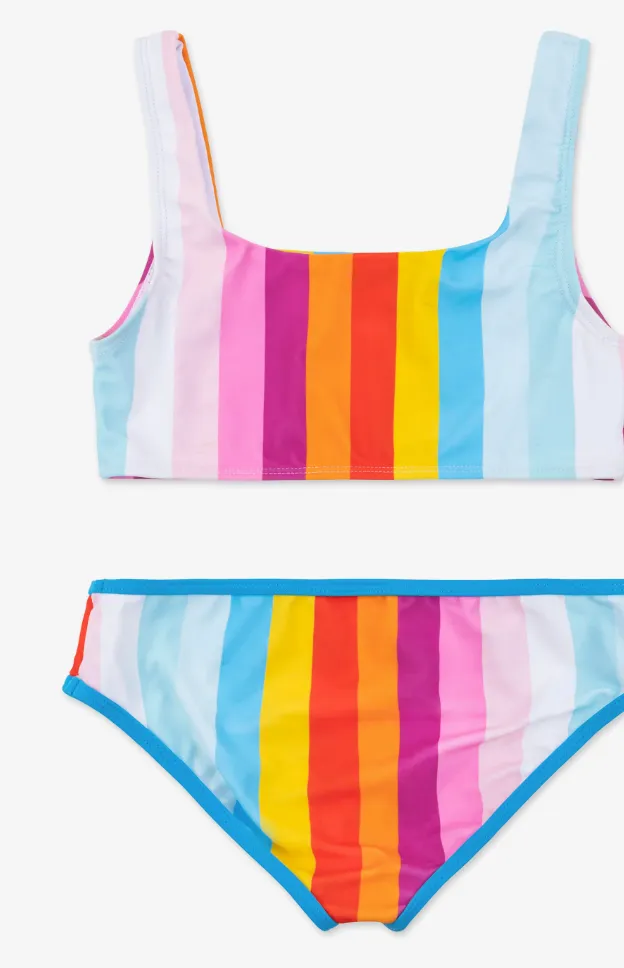 Limeapple Emilia Rainbow Stripe Square Neck Bikini