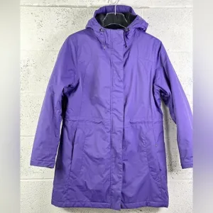 LL Bean Women's Size Small Winter Warmer Insulated Coat Hooded Mid-Length Purple