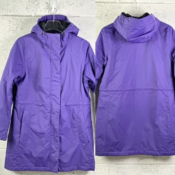 LL Bean Women's Size Small Winter Warmer Insulated Coat Hooded Mid-Length Purple