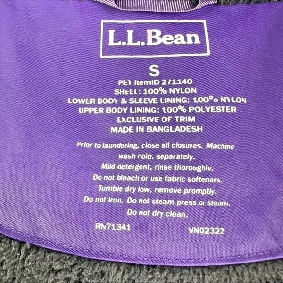 LL Bean Women's Size Small Winter Warmer Insulated Coat Hooded Mid-Length Purple