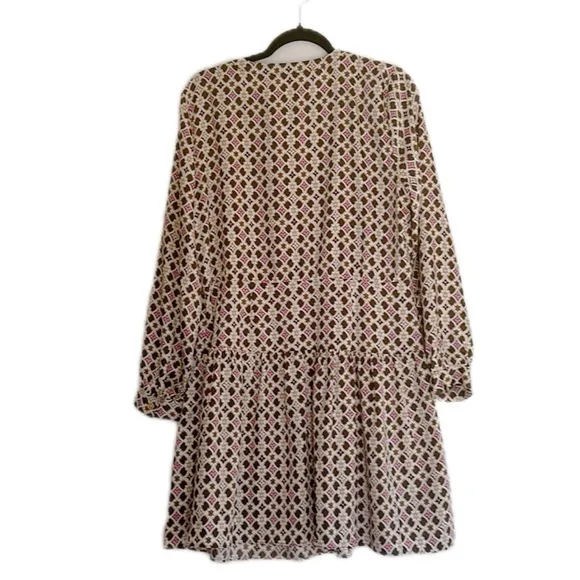 LOFT Dress Geometric Paisley Graphic Gold Buttons Dress Size 12 MSRP 129 NWT