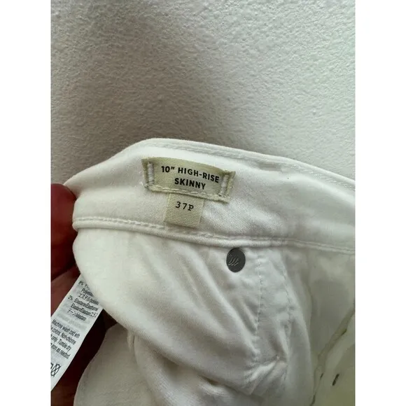 Madewell Sz 37 Petite 10&quot; High-Rise Skinny Jeans Pure White Step-Hem Edition NWT