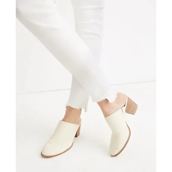 Madewell Sz 37 Petite 10&quot; High-Rise Skinny Jeans Pure White Step-Hem Edition NWT
