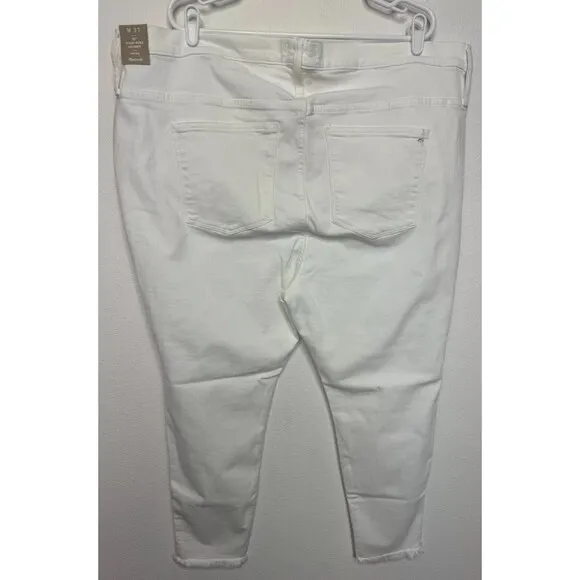 Madewell Sz 37 Petite 10&quot; High-Rise Skinny Jeans Pure White Step-Hem Edition NWT