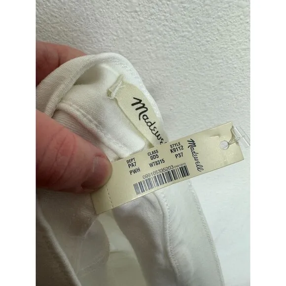 Madewell Sz 37 Petite 10&quot; High-Rise Skinny Jeans Pure White Step-Hem Edition NWT