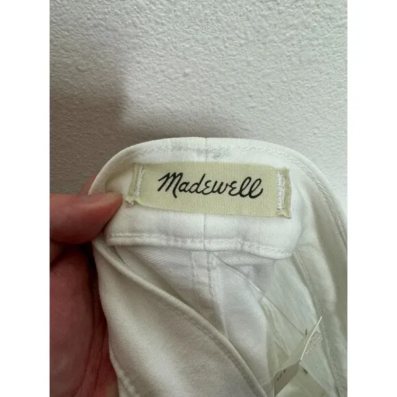 Madewell Sz 37 Petite 10&quot; High-Rise Skinny Jeans Pure White Step-Hem Edition NWT