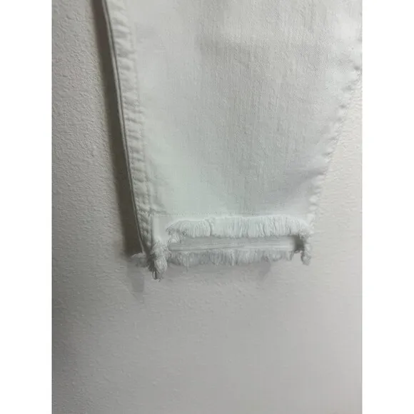 Madewell Sz 37 Petite 10&quot; High-Rise Skinny Jeans Pure White Step-Hem Edition NWT