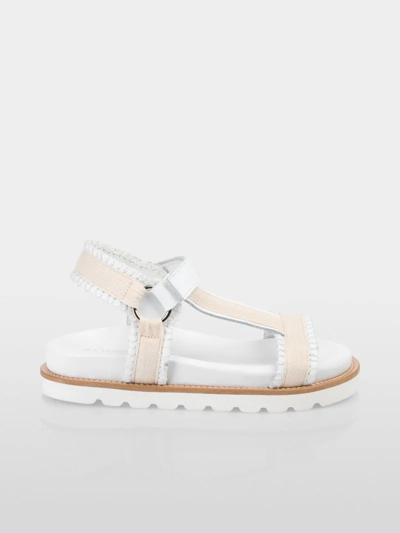 Marc Cain White Sporty Velcro Sandals With Fastener