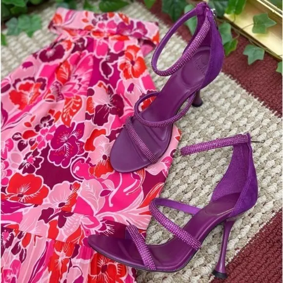MARC FISHER LTD Carita Ankle Strap Heeled Sandal in Purple Size 7.5