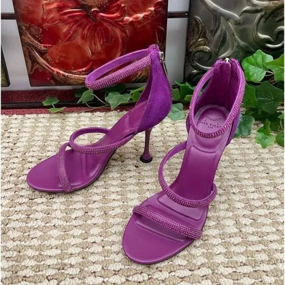 MARC FISHER LTD Carita Ankle Strap Heeled Sandal in Purple Size 7.5