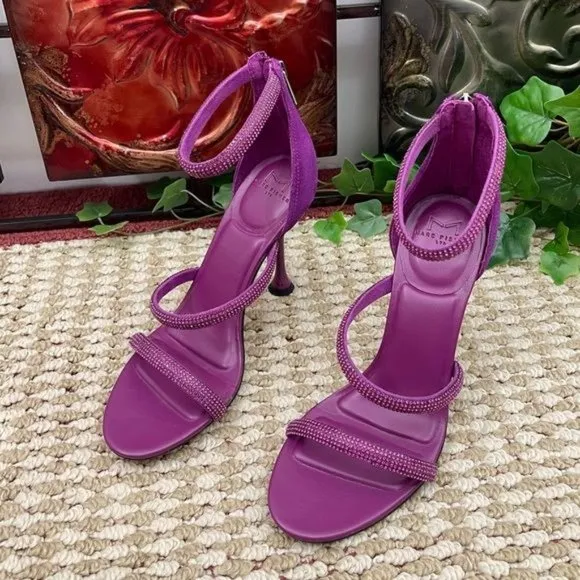 MARC FISHER LTD Carita Ankle Strap Heeled Sandal in Purple Size 7.5