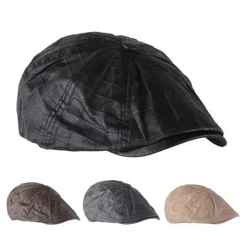 Men Cotton Octagonal Cap Outdoor Casual Plaid Newsboy Beret Painter Cap