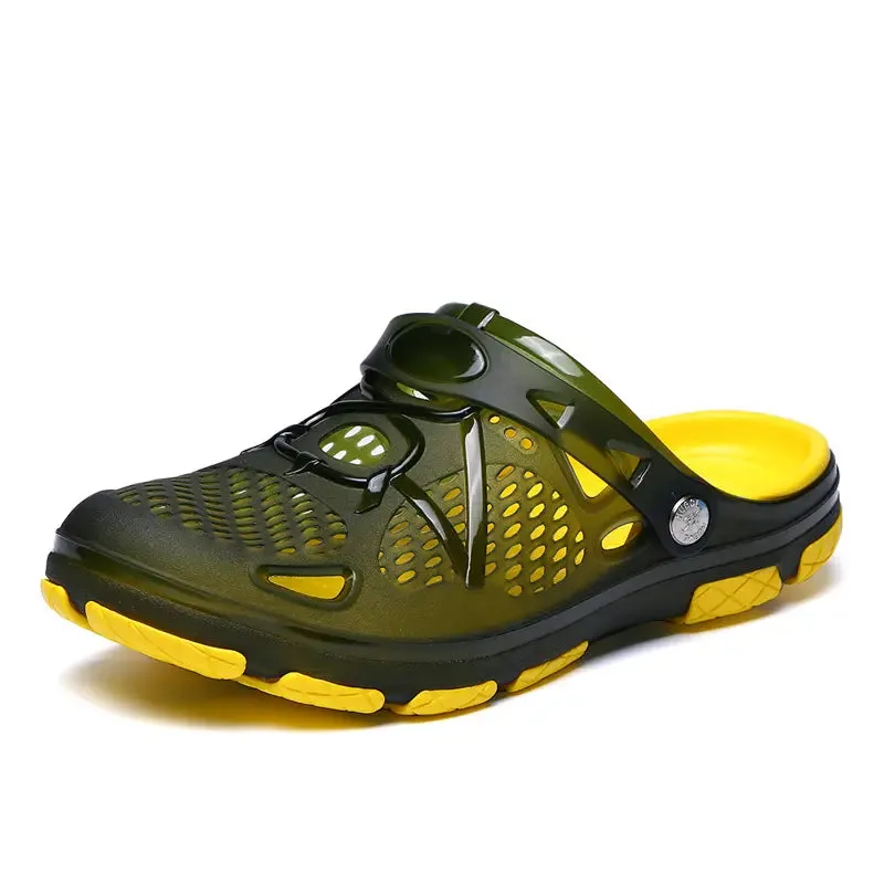 Men's Joker Outdoor Classic Flat PVC Sandals with Breathable Heel Insole Platform Summer Casual Upper EVA Material Spring Season