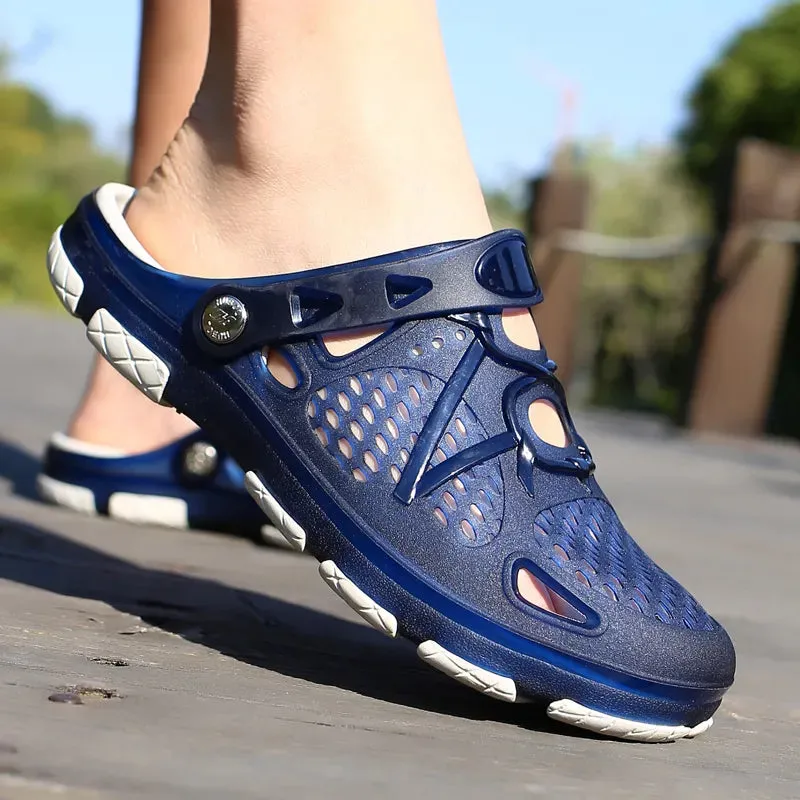 Men's Joker Outdoor Classic Flat PVC Sandals with Breathable Heel Insole Platform Summer Casual Upper EVA Material Spring Season