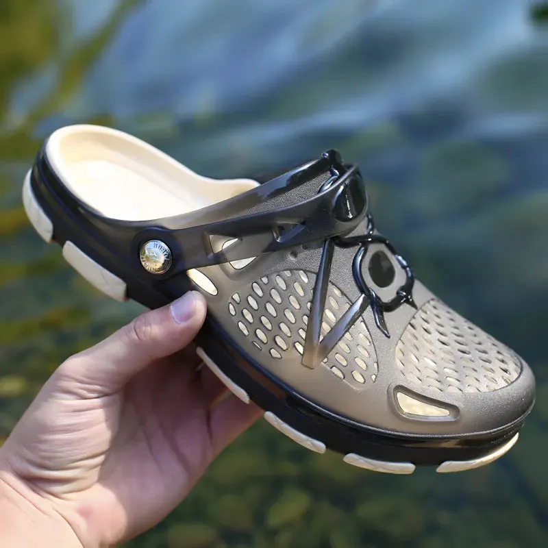 Men's Joker Outdoor Classic Flat PVC Sandals with Breathable Heel Insole Platform Summer Casual Upper EVA Material Spring Season