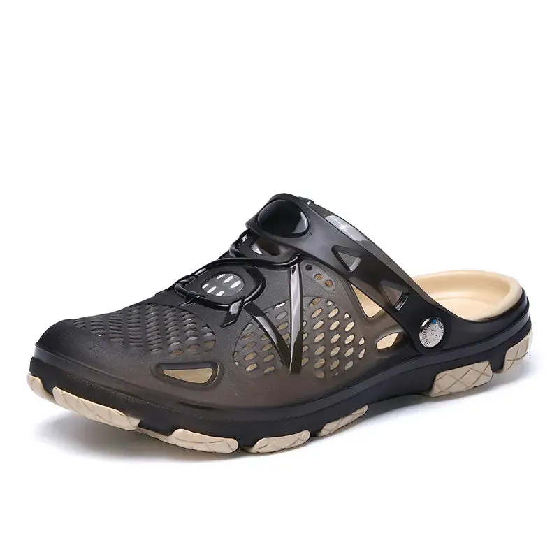 Men's Joker Outdoor Classic Flat PVC Sandals with Breathable Heel Insole Platform Summer Casual Upper EVA Material Spring Season