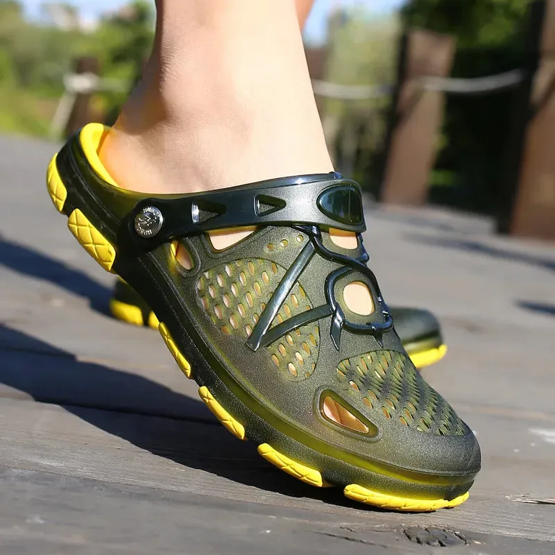 Men's Joker Outdoor Classic Flat PVC Sandals with Breathable Heel Insole Platform Summer Casual Upper EVA Material Spring Season