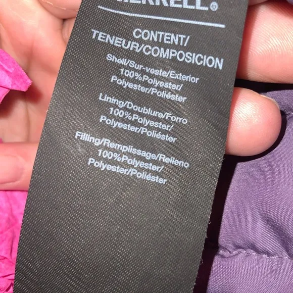 Merrell Terrain Insulated Lightweight Lavender Outdoors Sporty Zip Up Jacket XL
