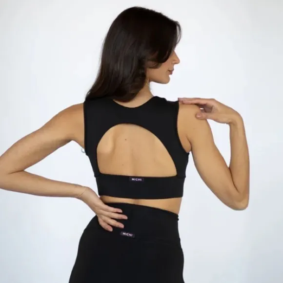 MICHI FLARE LONGLINE BRA BLACK XS