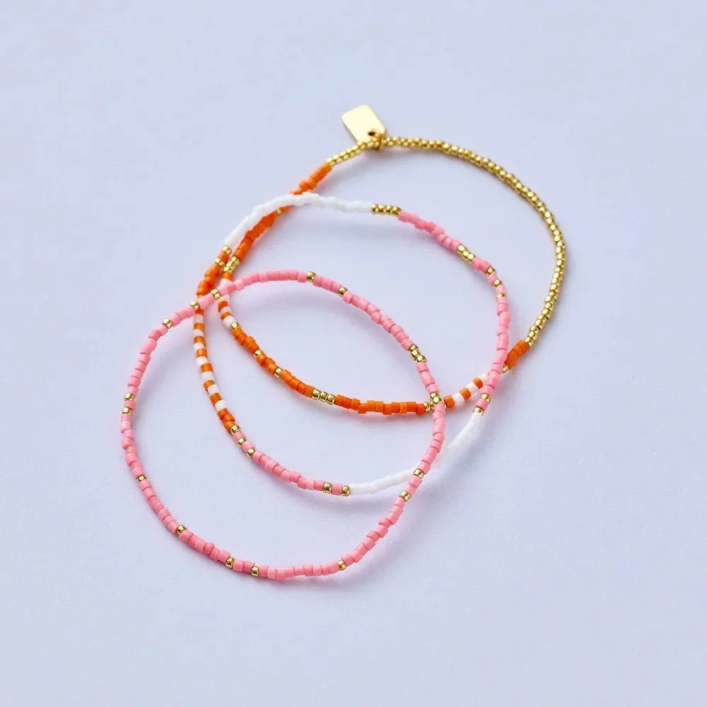 Mixed Seed Bead Stretch Bracelet Set in Warm Breeze