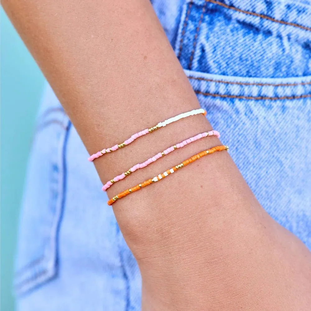 Mixed Seed Bead Stretch Bracelet Set in Warm Breeze