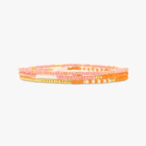Mixed Seed Bead Stretch Bracelet Set in Warm Breeze