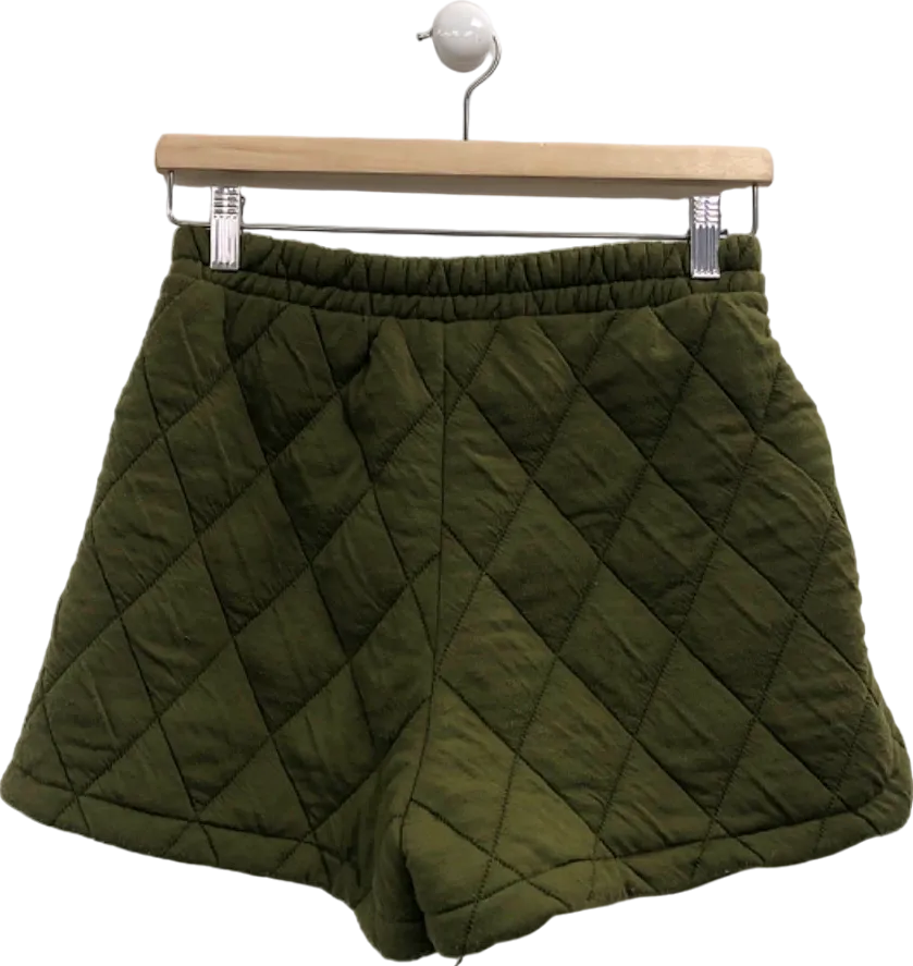 MNG Olive Green Quilted Shorts UK S