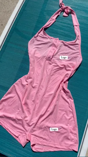 Neck Tie Sporty Romper