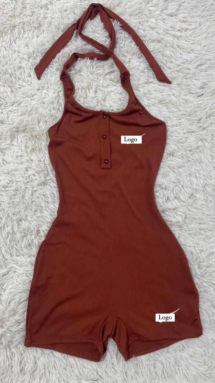 Neck Tie Sporty Romper