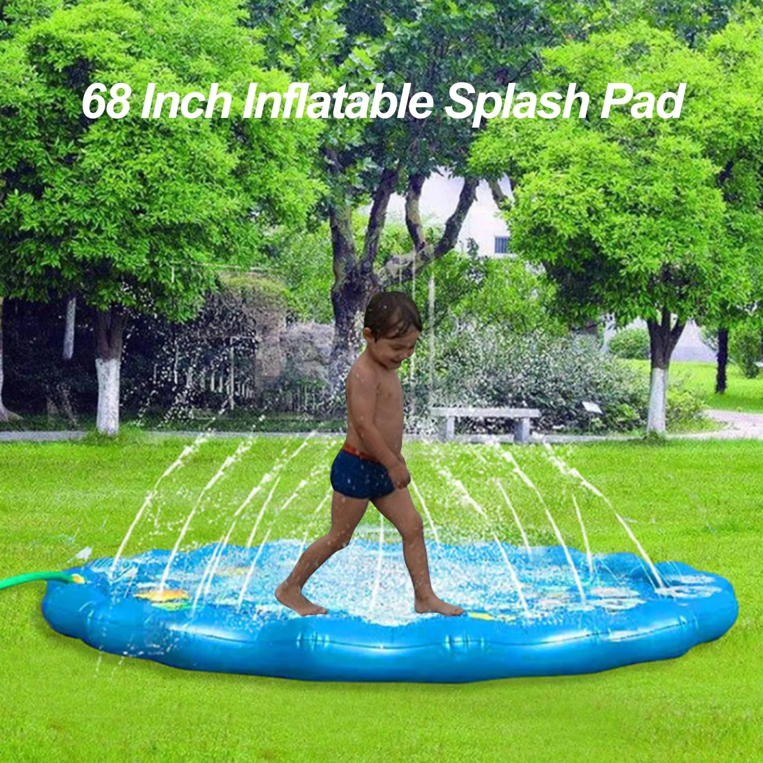 New 68 Inch Inflatable Splash Pad Sprinkler Splash Play Mat for Kids Outdoor Party Swimming Pool Water Sprinkler Toy