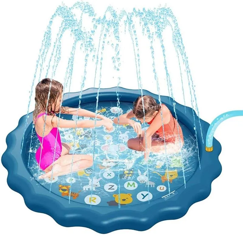 New 68 Inch Inflatable Splash Pad Sprinkler Splash Play Mat for Kids Outdoor Party Swimming Pool Water Sprinkler Toy