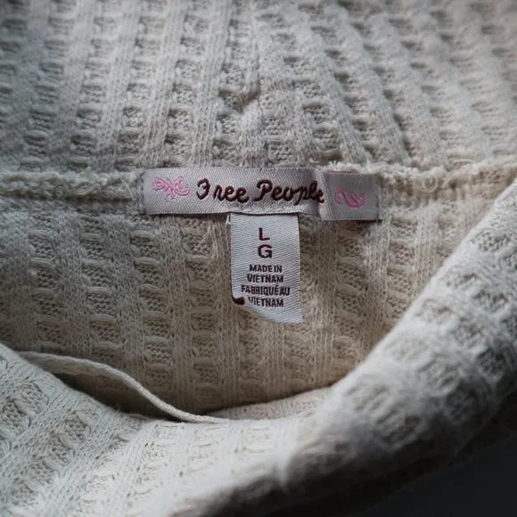 NEW Free People Juicy Long Sleeve Waffle Knit Thermal Top new with tag size L
