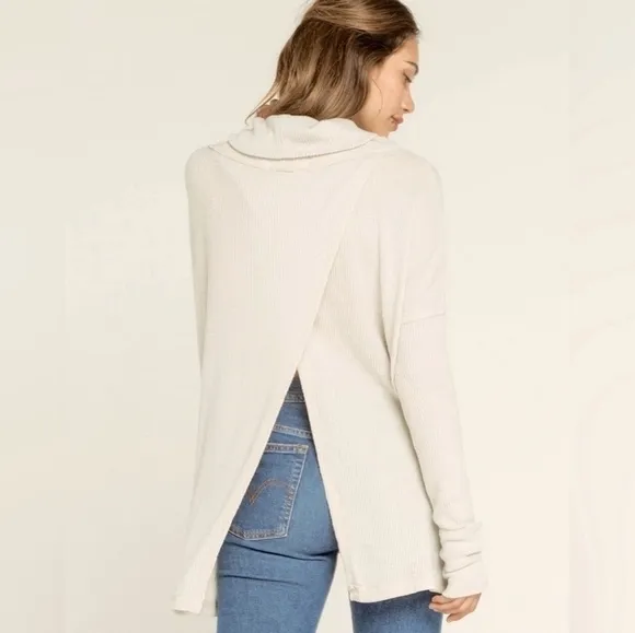 NEW Free People Juicy Long Sleeve Waffle Knit Thermal Top new with tag size L