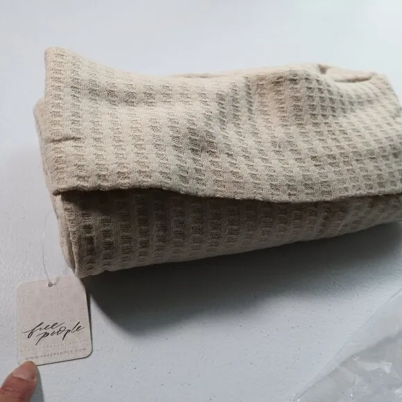 NEW Free People Juicy Long Sleeve Waffle Knit Thermal Top new with tag size L