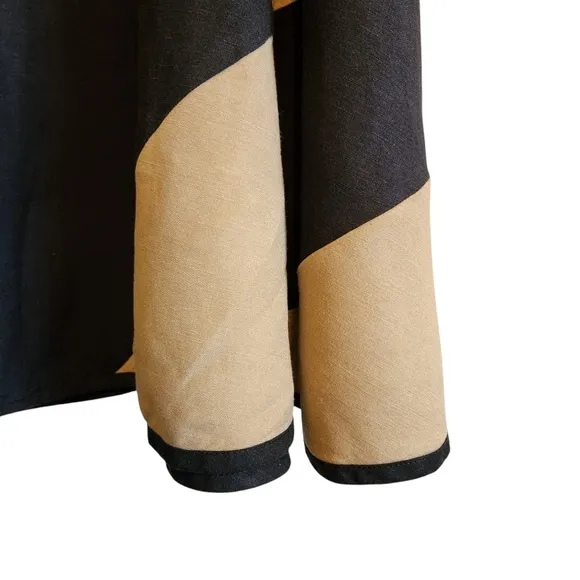 NIC ZOE MIDI LINEN BLEND FULL SKIRT BLACK BROWN WHITE SIZE 8