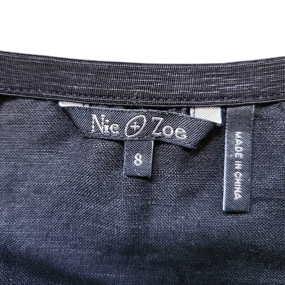 NIC ZOE MIDI LINEN BLEND FULL SKIRT BLACK BROWN WHITE SIZE 8