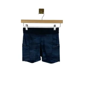 NWOT Lululemon Logo Waistband High Rise Pocket Bike Shorts in Blue Camo Size 4