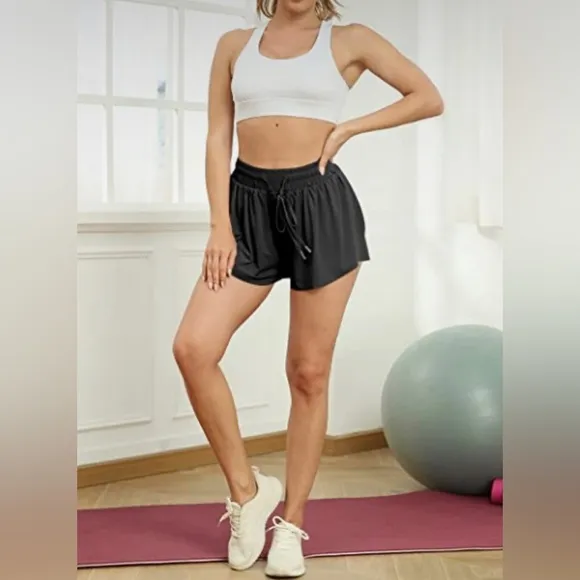 NWT 2 in 1 Flowy Running Shorts Casual Summer Athletic Short, MULTI COLORS