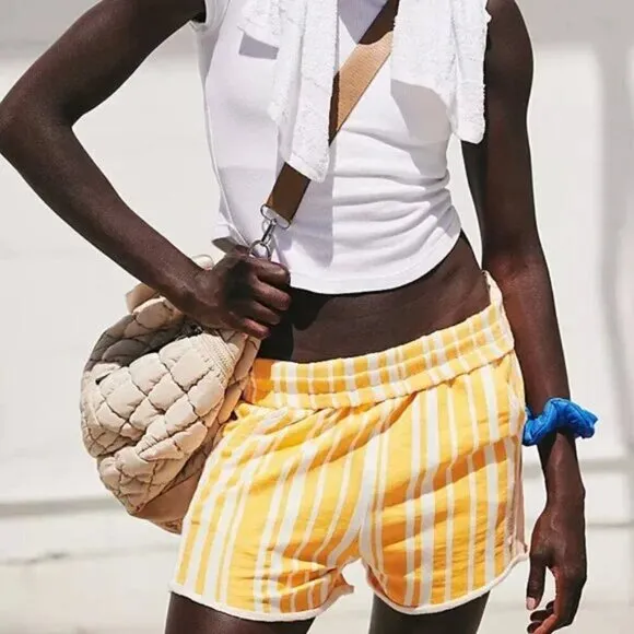 NWT Free People Movement All Star Baggy Orange Striped Shorts