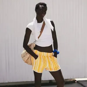 NWT Free People Movement All Star Baggy Orange Striped Shorts