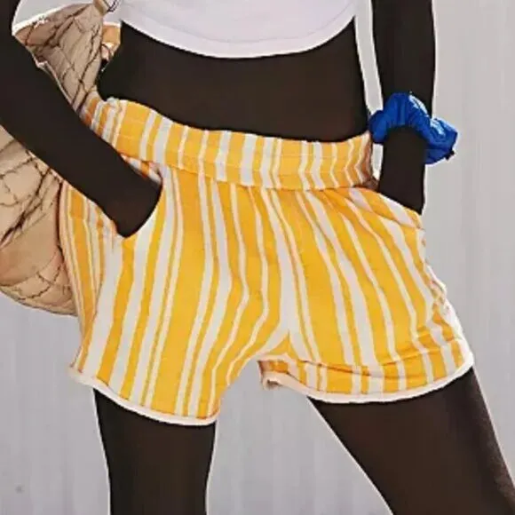NWT Free People Movement All Star Baggy Orange Striped Shorts