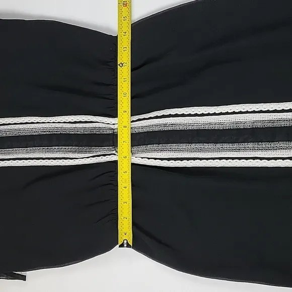 NWT M.S.S.P. Milana Black &amp; Cream  Embroidered Lace Trim Sleeveless Mini  Dress