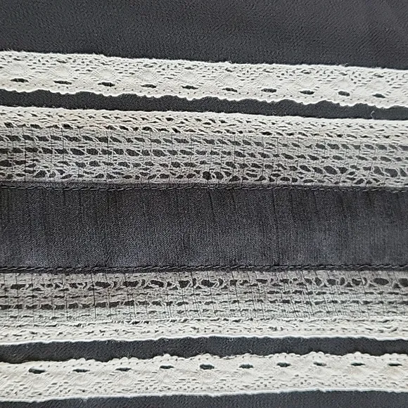 NWT M.S.S.P. Milana Black &amp; Cream  Embroidered Lace Trim Sleeveless Mini  Dress